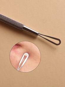 1pc Stainless Steel Double Ended Blackhead Remover Tool Facial Pore Cleaner Comedone Extractor Acne Removal Needle Pimple Extractor With Textured Handle Deep Cleansing Beauty Tool For Face Skin Care Routine - Silver - View 3