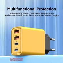 1 buah/2 buah/3 buah, Charger Portabel 55W 4-in-1 Ultra Cepat, 2 USB-A + 2 USB-C, Kompatibel dengan iPhone Seri 18/17/16/15/14/13/12, Kompatibel dengan Galaxy Seri S25/824/S23/S22, Cocok untuk Mengisi Daya Ponsel/Tablet/Laptop dan Perangkat Lainnya, Charger Ponsel Portabel - Steker Afrika Selatan (230V) - View 3