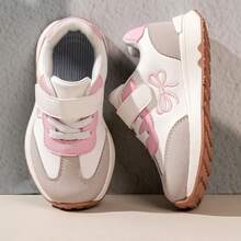 Spring/Autumn Girls' Sweet Bow Knot Leather Upper Hook & Loop Easy On/Off Soft Sole Toddler Sports Shoes - Pink - View 2