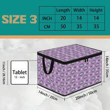 1pc 2DFat Thickened Foldable Zipper Storage Box, Moon And Star Full Print Design, Can Store Clothes, Bedding, Nail Tools, Holiday Items, Fits Under Bed, Suitable For Books Organization, Car Trunk Storage, Cosmetics, Hair Styling Tools, Office, Home Organization, Blankets, Daily Small Items Large Capacity Storage, Wardrobe Placement And Moving Packing, Zipper Closure Secure Reinforced Handle Durable - Multi-color - View 13