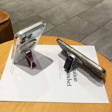 Magnetic Phone Stand Made Of Ultra-Thin, Lightweight Alloy; Supports Multi-Angle Vertical And Horizontal Viewing-A Portable, Must-Have Accessory For Desktop Live Streaming And Binge-Watching. - Multicolor - View 5
