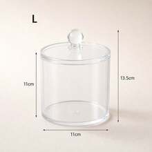 Transparent Acrylic Cotton Pad Storage Jar With Bamboo Dust-Proof Lid, Large Opening Desktop Organizer, Multiple Sizes Available, Vanity Cotton Swab Makeup Sponge Jewelry Sorting Storage Container - Multicolor - View 9