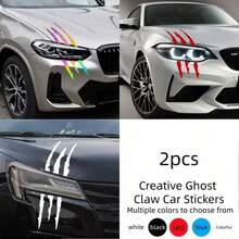 2 Packs Ghost Claw Scratch Car Decals, Headlight Brow Decals, Vinyl Car Customization Decals, Striped Claw Marks, Multiple Colors Available - A - View 8