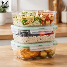Superbutelki Glass Food Storage 1500 ML Containers With Airtight Lids, Heat Resistant Lunch Boxes For Meal Prep, Oven, Microwave, Freezer And Refrigerator, Reusable Leakproof Glass Containers For Home, Kitchen, Work, School And Everyday Food Storage - Mint Blue - View 3