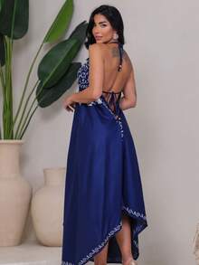 Vestido Bordado ponta indiano - Azul - Visão 6