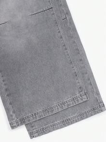 Women Grey Straight Leg Jeans Casual Washed Loose Jeans Y2K Vacation Elegant Vintage Street,Fall Winter - Light Grey - View 9