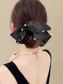 1 buah Ikat Rambut Satin Mutiara Imitasi Musim Gugur, Ikat Rambut Berlipit Elegan Bergaya Vintage, Aksesori Rambut Serbaguna dan Modis untuk Wanita - MultiWarna - View 3