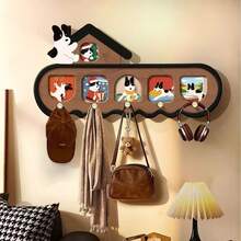 1pc Vintage Cat Pegboard Key Holder Hook, Chinese Style Decorative Wall Rack, Perforated Entryway Door, Living Room, Bedroom - Multicolor - View 8
