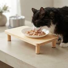Elevated Cat Food Stand Compatible For Automatic Feeders & Bowls, Solid Wood Raised Feeder Table With Spinal For Joint, Suitable For Pets, Wood Material For Automatic Feeder/Bowl Station, Cat Table Station - 1L - View 1