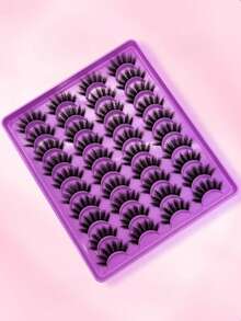 7 Pairs Natural Thick False Eyelashes, Extra Long Full Band, Cat Eye Style, Soft And Skin-Friendly, Eyelash Tool Set, Suitable For Daily Use And Special Occasions, Non-Irritating To Skin, Reusable, Suitable For All Eye Shapes - Black - View 1