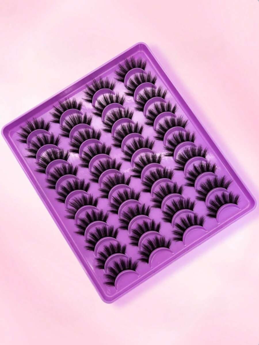 7 Pairs Natural Thick False Eyelashes, Extra Long Full Band, Cat Eye Style, Soft And Skin-Friendly, Eyelash Tool Set, Suitable For Daily Use And Special Occasions, Non-Irritating To Skin, Reusable, Suitable For All Eye Shapes - Black - View 1