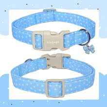 Blue Polka Dot Adjustable Dog Collar With Quick Release Buckle, Adjustable Strap & Zinc Alloy D-Ring, Christmas Festival Pet Collar For Small, Medium, Large Dogs And Cats, Holiday Gift For Boy & Girl Pets - Blue - View 2