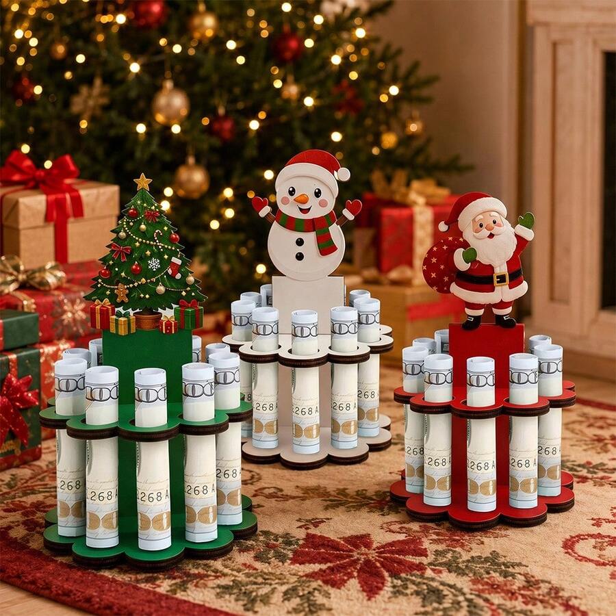 Santa Claus Cash Holder, Christmas Party Decoration, Multi-Slot Cash Stand; Suitable For Window Or Tabletop Displays And Festive Decor; Ideal For Christmas Parties And Family Gatherings. - Multiple Styles - View 1