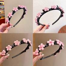 2pcs Pink Braided Headband Hair Accessories, Cute Daily Style - Multicolor - View 2