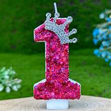 1pc Fuchsia Glitter Rhinestone Queen Crown Number Candle, 0-9 Digit & Letter Birthday Cake Candle, Handmade DIY Cake Topper, Cake Decor For Girls Birthday Party, Anniversary Dessert Table Decor, Cake Baking Supplies, Birthday Celebration Decorations - View 15