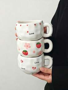 1pc Large Capacity Ceramic Coffee Mug, European Minimalist Hand-Painted Ceramic Cup, Mug, Water Cup, Coffee Cup, Afternoon Tea Cup, Office Highly Attractive Water Cup, Coffee Cup, Suitable For Home, Gathering, Party, Gift - Multicolor - View 1