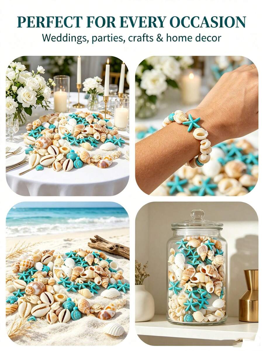 天然扇貝殼 DIY 繪畫、烘焙與海灘婚禮裝飾白色貝殼大包裝,適用於海洋主題派對與居家海灘派對裝飾 - 多色 - 查看 1