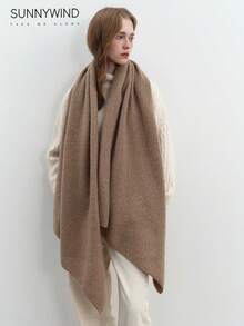 1pc Women's Solid Color Polyester Fashion Soft Knitted Scarf For Daily Use - Camel - View 5