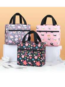 [Outdoor Pattern Lunch Bag] 1pc Fashion Square Lunch Bag, Office Worker Insulated Cooler Bag, Non-Food Contact - Multicolor - View 2
