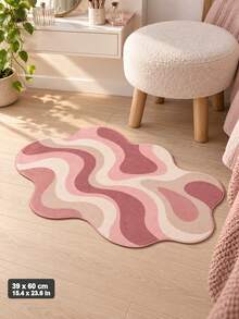 1PC Irregular Abstract Pink Area Rug, Modern Wavy Shape Carpet For Living Room, Bedroom, Girls Room & Home Decor - Multicolor - View 4