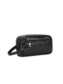 Storage Handbag, Large Capacity Business Handbag, Double-Layer Toiletry Bag, Wallet Handbag - Black - View 9