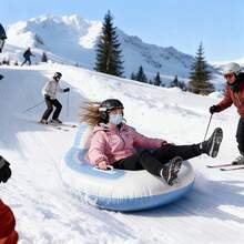 Inflatable Snow Slide, Heavy-Duty Cold-Resistant PVC Snow Tube With Reinforced Handles, Portable Foldable Winter Snow Gear, Suitable For Adults, Outdoor Hill Skiing Winter Sports, Christmas And Birthday Gift - Multicolor - View 10