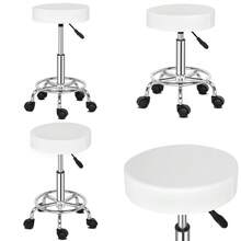 Round Stool Ha Ha Feet Rotation Bar Stool White - As Pic - View 1