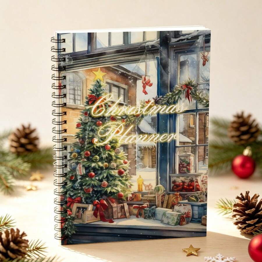 دفتر ملاحظات A5 بموضوع العطلات، طباعة نافذة عيد الميلاد، دفتر تخطيط يومي وكتابة، 1 قطعة - A5 - مشاهدة 1