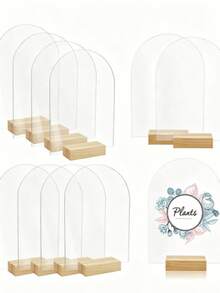20pcs/10sets Transparent Arched Acrylic Cards With Base, Wedding Party Guest List Seat Cards, Blank Hexagon Acrylic Seat Signs, Suitable For Wedding, Banquet, Party, Office, Etc. - A - View 4