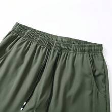 Men's Solid Color Drawstring Sports Long Pants, Outdoor Hiking Golf Daily Wear Pants, Drape Straight Leg Casual Pants, Sports Fitness Pants - Green - View 7