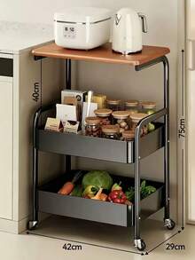1pc Mobile Bedside Cart Side Table Snack Storage Rack Home Floor Bedside Tea Table Minimalist Bedside Mobile Side Table Cart Home Multi-Layer Storage Rack Living Room Sofa Side Table Bedroom Bedside Storage Cart - Multicolor - View 7
