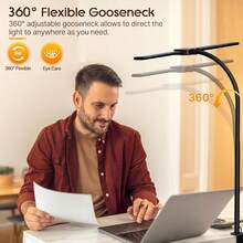 Home Office LED Desk Lamp, Touch Switch, Eye-Protection Architect Lamp With Clip, Dual-Head Computer Monitor Desktop Clip Light, Adjustable Flexible Gooseneck - 3 Colors - View 4
