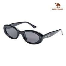 CAMEL CROWN Kacamata Polarized Kasual Luar Ruangan, Kacamata Fashion Polarized Gaya Retro Dengan - Bingkai hitam mengkilap dengan lis abu-abu - View 11