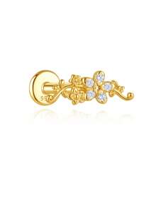 EleRunis 1pc 925 Sterling Silver Flower Horse Eye Shape Flat Back Labret/Cartilage/Helix/Conch/Spiral Stud Piercing Jewelry For Daily Wear/Party - Gold - View 23