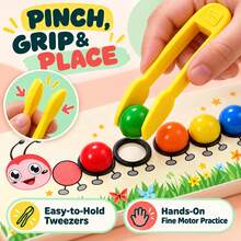 Caterpillar Color Sorting & Counting Toy With Tweezers And Pattern Cards, Preschool Matching Learning Game For Kids Ages 3+ - Multicolor - View 7