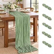 16 Pack Sage Green Cheesecloth Table Runner, Boho Gauze Table Runners, Soft Semi-Sheer Crinkled Cheese Cloth Fabric, Rustic Table Decor For Wedding Reception, Bridal Shower, Baby Shower, Birthday Party, Christmas, Thanksgiving, Banquet,And Decor - Sage Green - View 24