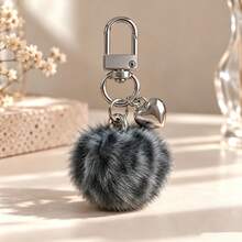 1pc/3pcs Women's Autumn/Winter Plush Leopard Print Spotted Ball Pendant, 3D Heart-Shaped Keychain Accessory, Fashion Bag Charm, Wallet Accessory - Multicolor - View 8