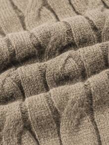 Khaki Half-Zip High Neck Knit Sweater Men's Vintage Textured Loose Casual Autumn/Winter Warm Top - Khaki - View 7
