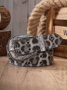 1pc Men's Belt, Vintage Western Buckle, PU Leather Strap, Embossed, Contrast Color Design, Cargo Style Style, Suitable For Daily Casual Or Pairing With Jeans - BH1242 - View 11