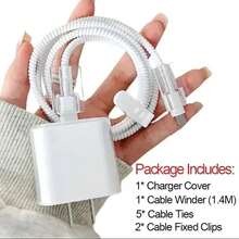 Pink Bow Charger Protective Sleeve, Apple Type-C Data Cable Anti-Breakage Protector, Phone Charging Head Cable Wrap Set - Pink - View 7