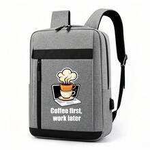 Coffee Cup Pattern Campus Backpack For Boys, White Text Print, Business Backpack, Multi-Color Options, Girls Backpack, Suitable For Campus, Short Trips, Student Campus, Daily Commute And Work, All-Season Large Capacity Compartment Can Store Laptop And Various Learning Supplies - Backpack - View 10