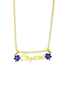 Customized Enamel Flower Name Necklace, Personalized Stainless Steel Women's Fashion Necklace, Suitable As Birthday And Christmas Gift For Friends - Gold - Double Melon 3NK Chain - View 8