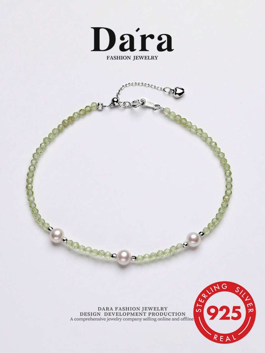 DARA Freshwater Pearl Bracelet S925 Silver 4-5mm White Beads, Fresh Style, Suitable For Daily Casual Wear