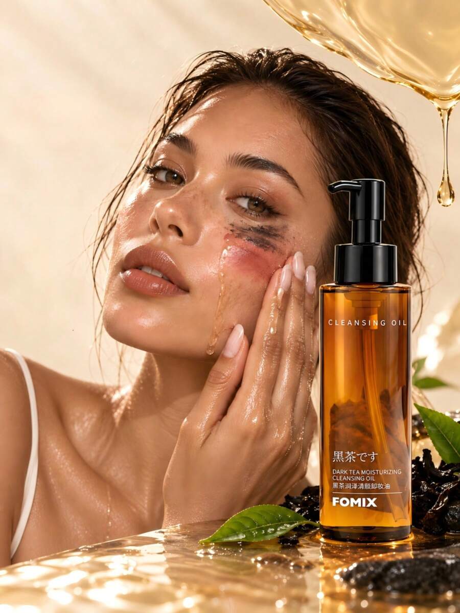 FOMIX Deep Tea Moisturizing Cleansing Oil, Gentle Deep Facial Makeup Remover Oil, Suitable For Lips, Eyes And Face Makeup, Lightweight And Non-Greasy, Silky Touch And Easy To Emulsify, Leaves Skin Soft, Clean And Refreshing, Essential For Daily Skincare Cleansing - Black Tea Cleansing Oil - View 1