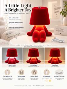 Adorable Character Night Light USB Rechargeable Touch Table Lamp 3 Color Modes Portable Bedside Lamp For Bedroom Desk Living Room Decor - Multi-color light - View 9