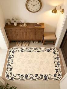 1pc Christmas New French Embossed Lace Asymmetrical Plush Rug, Living Room Bedroom Decoration Foot Mat, Autumn Winter Minimalist Decorative Blanket, Decorative Rug, Bedroom Decoration, Small Rug, Rug, Home Decor, Living Room Rug, Living Room Small Rug, Bedroom Rug, Living Room Home Decor - Multicolor - View 5