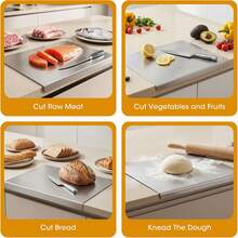 Stainless Steel Kitchen Cutting Board With Countertop Edge And PVC Mesh Non-Slip Pad, Large Metal Cutting Board For Home Use - Multicolor - View 10