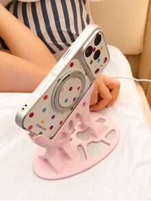 Hollow 3D Printed Phone Desktop Stand, Stable Inclined Angle For Watching Videos And Browsing, Breathable Heat Dissipation Compatible With Most Models, Office And Dormitory Universal Multi-Color Options, Slouchy Hands-Free Digital Support Stand - Multicolor - View 10