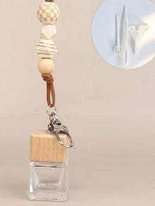 8ML Car Mounted Perfume Empty Glass Bottle, Manual Perfume Bottle With Beaded Chain Wooden Cover, Rearview Mirror Pendant, Lady's Bag Accessories, Portable Replaceable Perfume Container, Suitable For Holiday Gifts, Daily Use - Multicolor - View 13