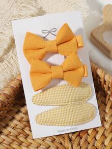 4pcs Macaron Solid Color Bow & Plaid Water Drop Clips, INS Style Side Bang Hair Accessories For Girls - Mixed color - View 15